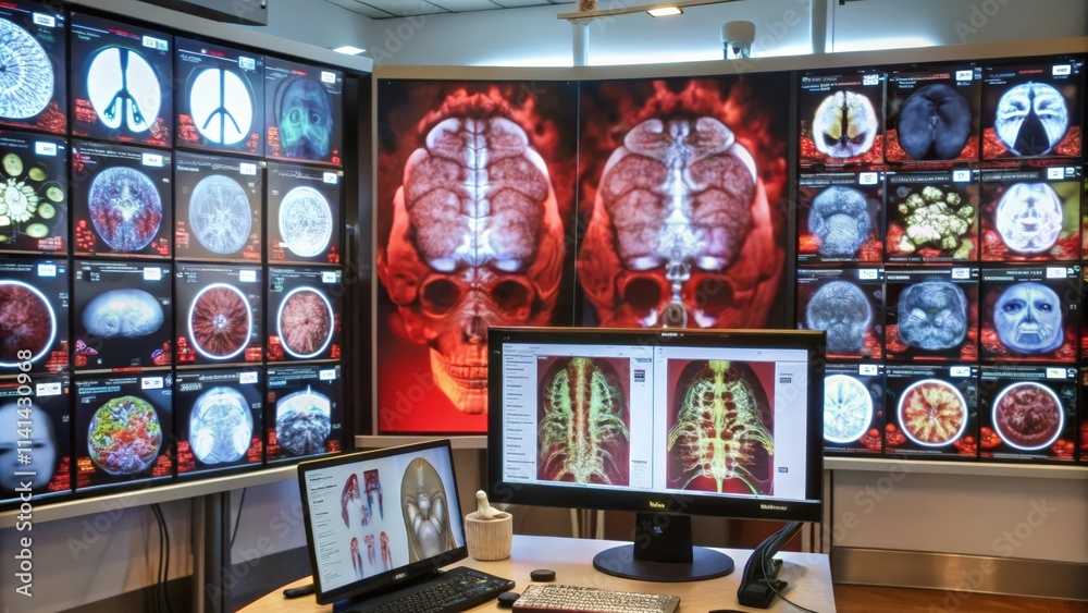 Medical Imaging Display with Anatomical Scans on Multiple Screens Stock ...