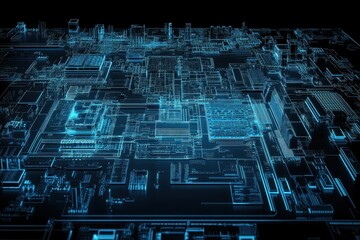 Poster - Abstract glowing circuit board design. Ideal for tech, AI, or digital concepts.