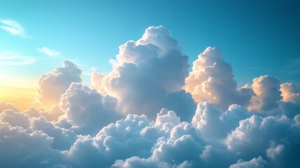 Wall Mural - Fluffy white clouds in the blue sky