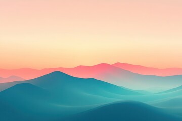 Wall Mural - Pastel Mountainscape Under a Calm Sunset Sky