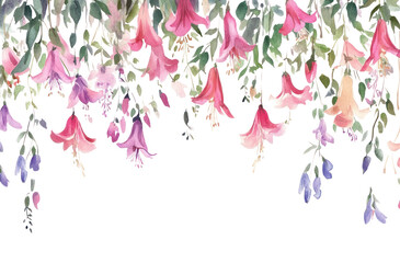 Wall Mural - PNG Hanging lydian broom flowers illustration watercolor art.