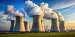 © Watcharapon - Cooling towers of a nuclear power plant releasing steam into the air, nuclear power, cooling towers, emission
