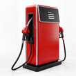 © Nurzhan - Digital illustration of a red gas pistol with gasoline dispenser pumps isolated on white background