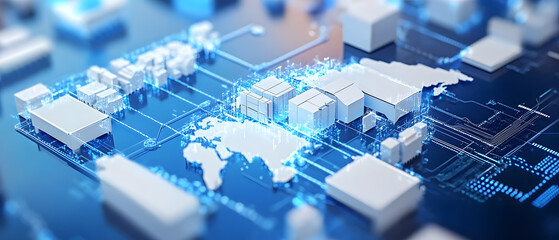 Poster - Digital transformation strategies global business landscape infographic presentation modern technology aerial view innovation focus