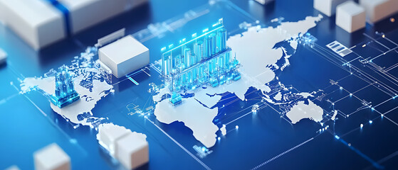 Poster - Digital data visualization insights global landscape infographic technology aerial view data analytics for business growth