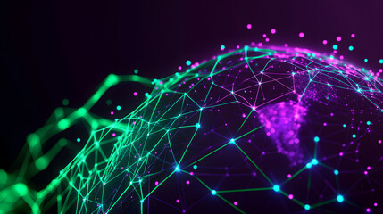 Poster - Global connectivity through technology a vibrant network visualization digital realm abstract art cosmic perspective