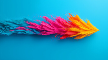Poster - Vibrant abstract paint splash in blue, pink, and orange colors creating dynamic flow. colors blend beautifully, evoking energy and creativity