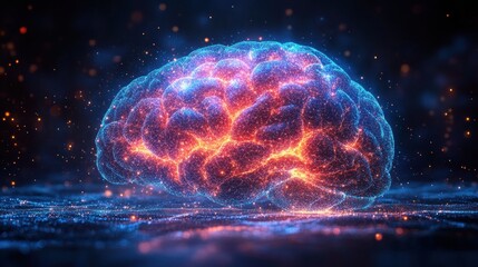 Poster - Glowing brain illustration representing neural connections