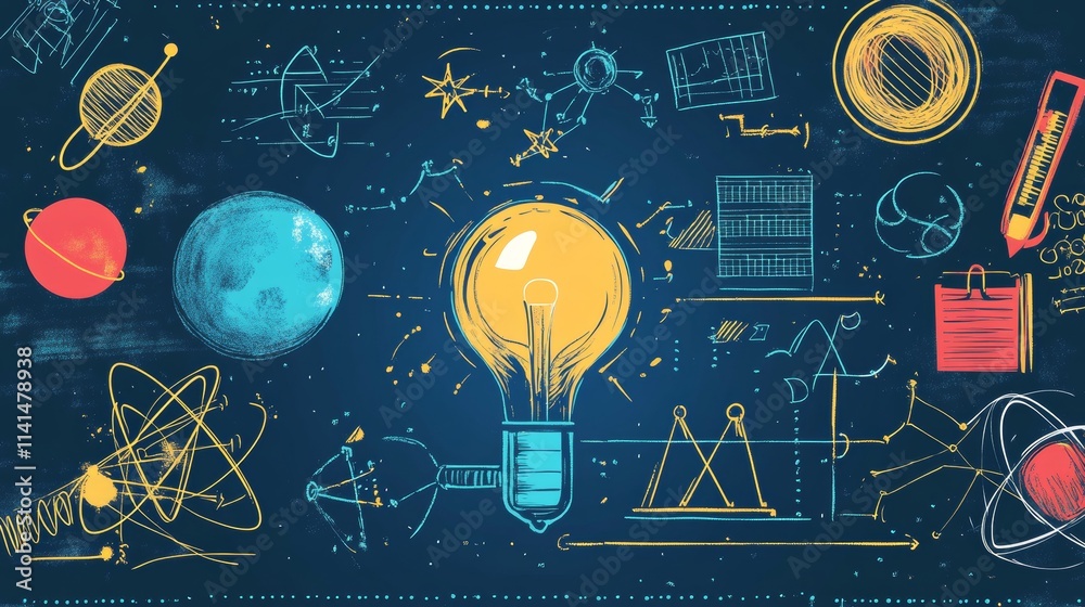 STEAM vector flat illustration - science, technology, engineering, art ...