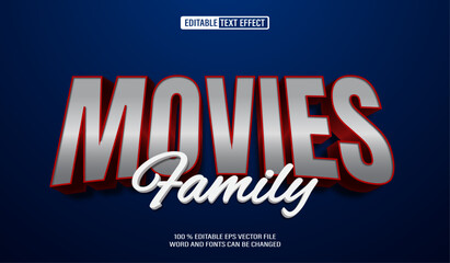 Leinwandbilder - Editable 3d text style effect - Movies Family Design text effect Template