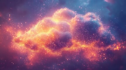 Wall Mural - Vibrant Night Sky Cloud with Sparkling Stars and Cosmic Colors