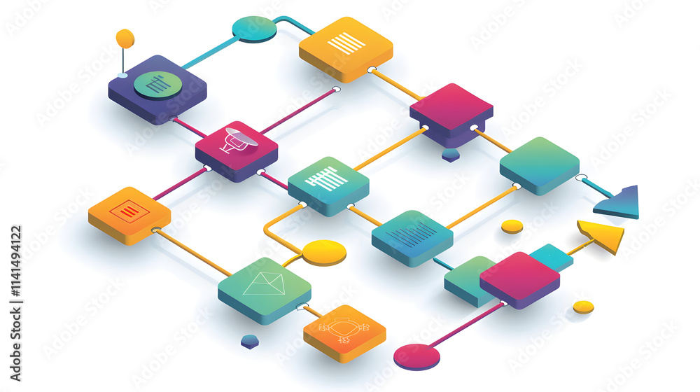 Illustrative Business Flowchart Displaying Sequential Process Steps ...