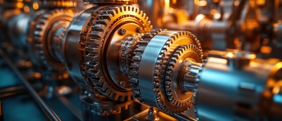 Poster - Closeup of intricate industrial gears and machinery