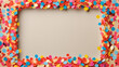 © rezasrz - A vibrant confetti border frame featuring a repeating pattern, perfect for invitations or decorations for birthday parties and celebratory events