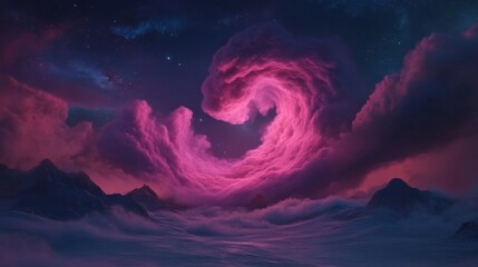 Wall Mural - Majestic pink cloud formation over snowy mountains
