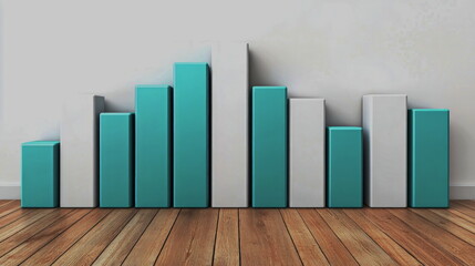 Leinwandbilder - Data visualization analysis bar graphs and charts in a modern office environment