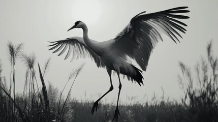 Wall Mural - Crane spreading its wings