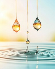 Poster - Captivating water droplets splashing serene nature setting macro photography tranquil atmosphere