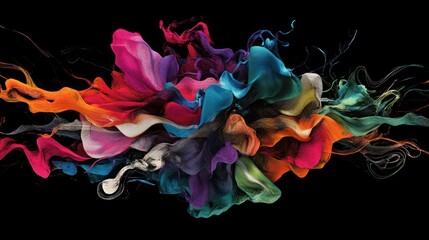 Poster - A vibrant abstract composition of colorful fluid shapes against a black background.