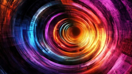 Poster - A vibrant abstract design featuring swirling colors and a central dark void.