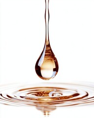 Aufkleber - Captivating honey drop falling into clear liquid studio background macro photography focus