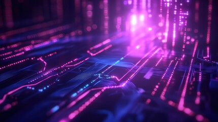 Aufkleber - A vibrant digital landscape featuring glowing lines and patterns, symbolizing technology and data.