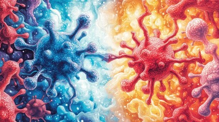 Aufkleber - Infectious disease dynamics illustrated scientific context digital art abstract environment