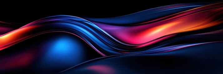 Poster - Abstract Fluid Design on Pitch Black Background with Vibrant Colors for Modern Visual Projects and Creative Endeavors