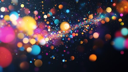 Aufkleber - A vibrant, abstract background filled with colorful bokeh lights and a cosmic feel.