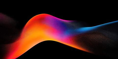 Poster - Dynamic Iridescent Waves on Black Background with Pastel Hues and Smooth Gradients for Creative Design and Visual Impact