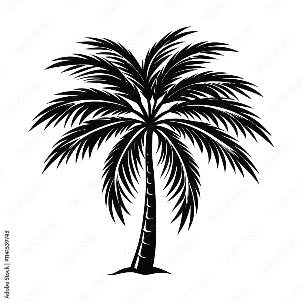 vector of date tree design, labeled linocut silhouette illustration ...