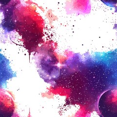 Poster - Cosmic exploration journey outer space digital art starry background vibrant colors abstract concept