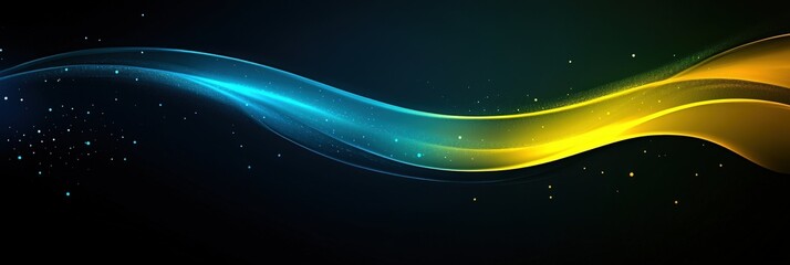 Poster - iridescent shapes on pitch black background with bright swirls of color creating a stunning abstract