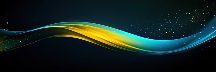 Poster - abstract iridescent shapes with smooth flowing lines on a pitch black background creating a stunning