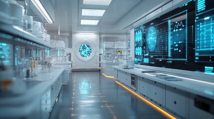 Poster - Futuristic laboratory with advanced technology and data displays