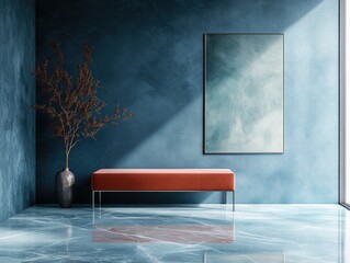 Wall Mural - Red Bench in Blue Room