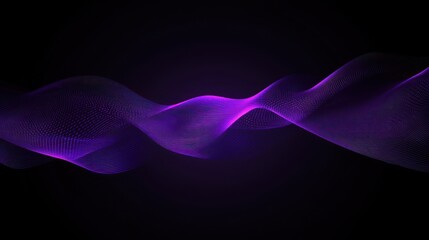 Poster - Abstract digital wave in shades of purple against a dark background, conveying fluidity and motion.