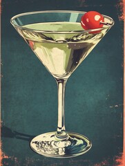 Poster - Martini Glass with Cherry