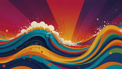 Wall Mural - a vibrant abstract background with a pop art wave theme