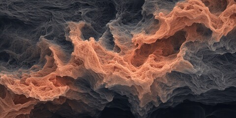 Aufkleber - A mesmerizing abstract composition featuring flowing lines in soft orange hues against a dark background, resembling fluid movement.