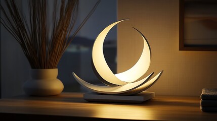 Poster - Contemporary Artistic Table Lamp Setting Decorative Ambiance in Modern Living Spaces : Generative AI
