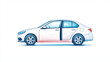 sleek white car with side view showcasing its modern design and open door, emphasizing its spacious interior and stylish wheels