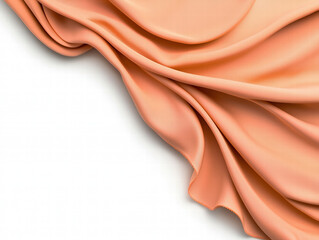 Poster - Soft draped fabric in warm peach color, creating elegant folds and textures. Ideal for backgrounds or textile design