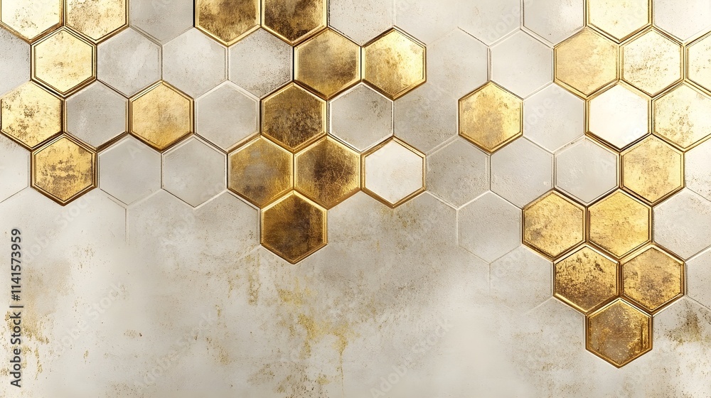 A subtle honeycomb pattern in soft gold on a light beige background for ...