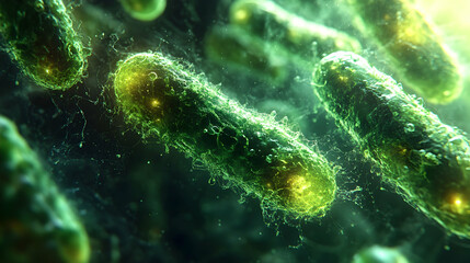 microscopic 3d render of bacteria