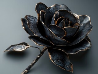 Wall Mural - Black Gold Flower on Gray Surface