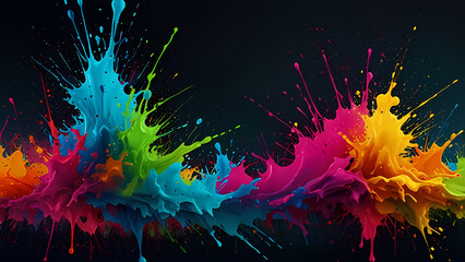 Wall Mural - a vibrant, flat abstract background featuring a neon paint splash theme.