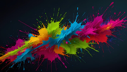 Wall Mural - a vibrant, flat abstract background featuring a neon paint splash theme.