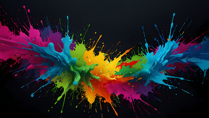 Wall Mural - a vibrant, flat abstract background featuring a neon paint splash theme.