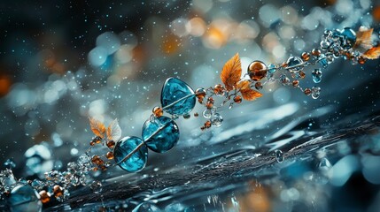 Poster - Delicate beads drifting like floating memories underwater photography abstract close-up serenity